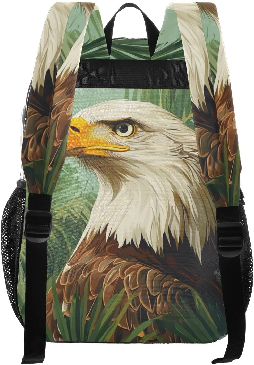 Clear Backpack for Stadium Events School Backpacks Girls Boys heavy duty PVC Waterproof Transparent Plastic Book Bag for Women Work Bald Eagle and Summer Tropical Leaves