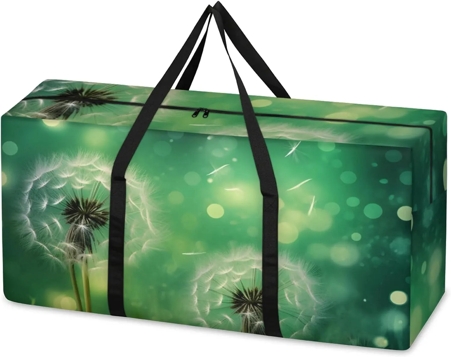 Colorful Dandelion Extra Large Moving Bags Heavy Duty Storage Bags Bright Dandelion Cloth Wrap Around Handles Double Zipper Reusable Convenient Foldable Storage Tote for Travel Camping Space Save