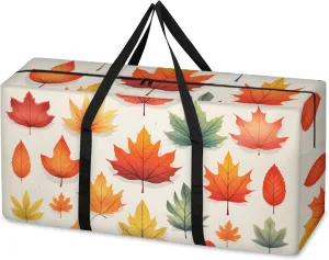 Colorful Maple Leaves Extra Large Moving Bags Heavy Duty Storage Bags Maple Leaves Cloth Wrap Around Handles Double Zipper Reusable Convenient Foldable Storage Tote for Travel Camping Space Save