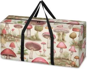 Colorful Mushrooms Extra Large Moving Bags Heavy Duty Storage Bags Cartoon Mushrooms Cloth Wrap Around Handles Double Zipper Reusable Convenient Foldable Storage Tote for Travel Camping Space Save