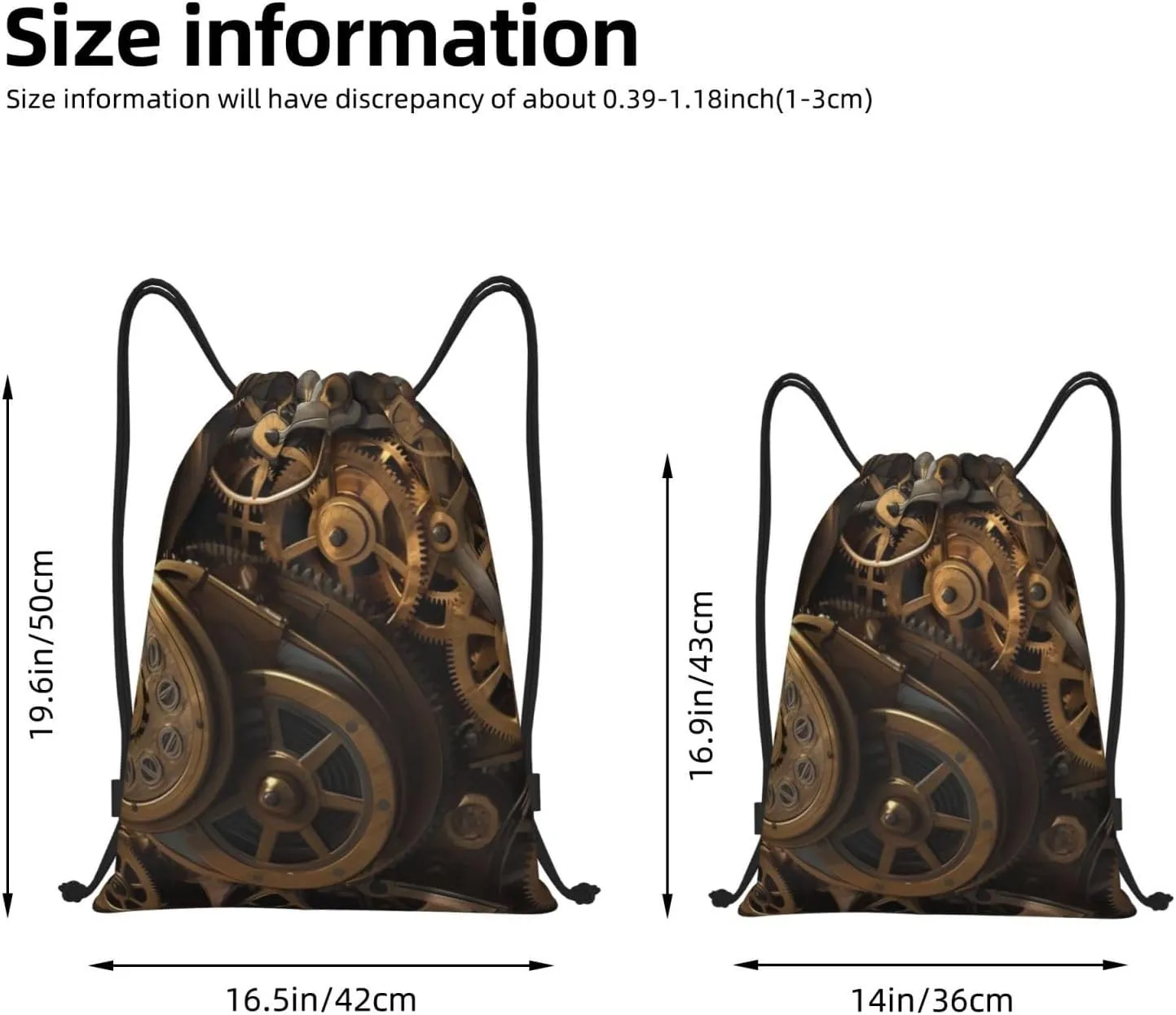 Cool Steampunk Gears Drawstring Backpack for Men Gym Bag String Bag Waterproof Drawstring Bag for Women Swim Bag Medium
