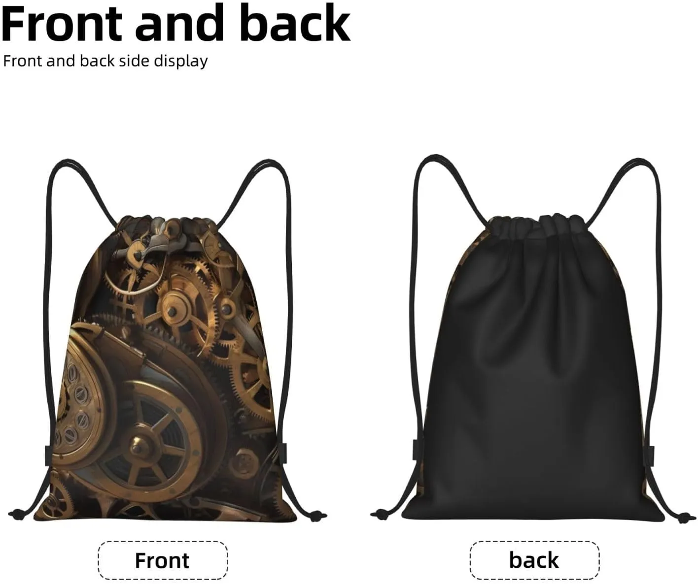 Cool Steampunk Gears Drawstring Backpack for Men Gym Bag String Bag Waterproof Drawstring Bag for Women Swim Bag Medium