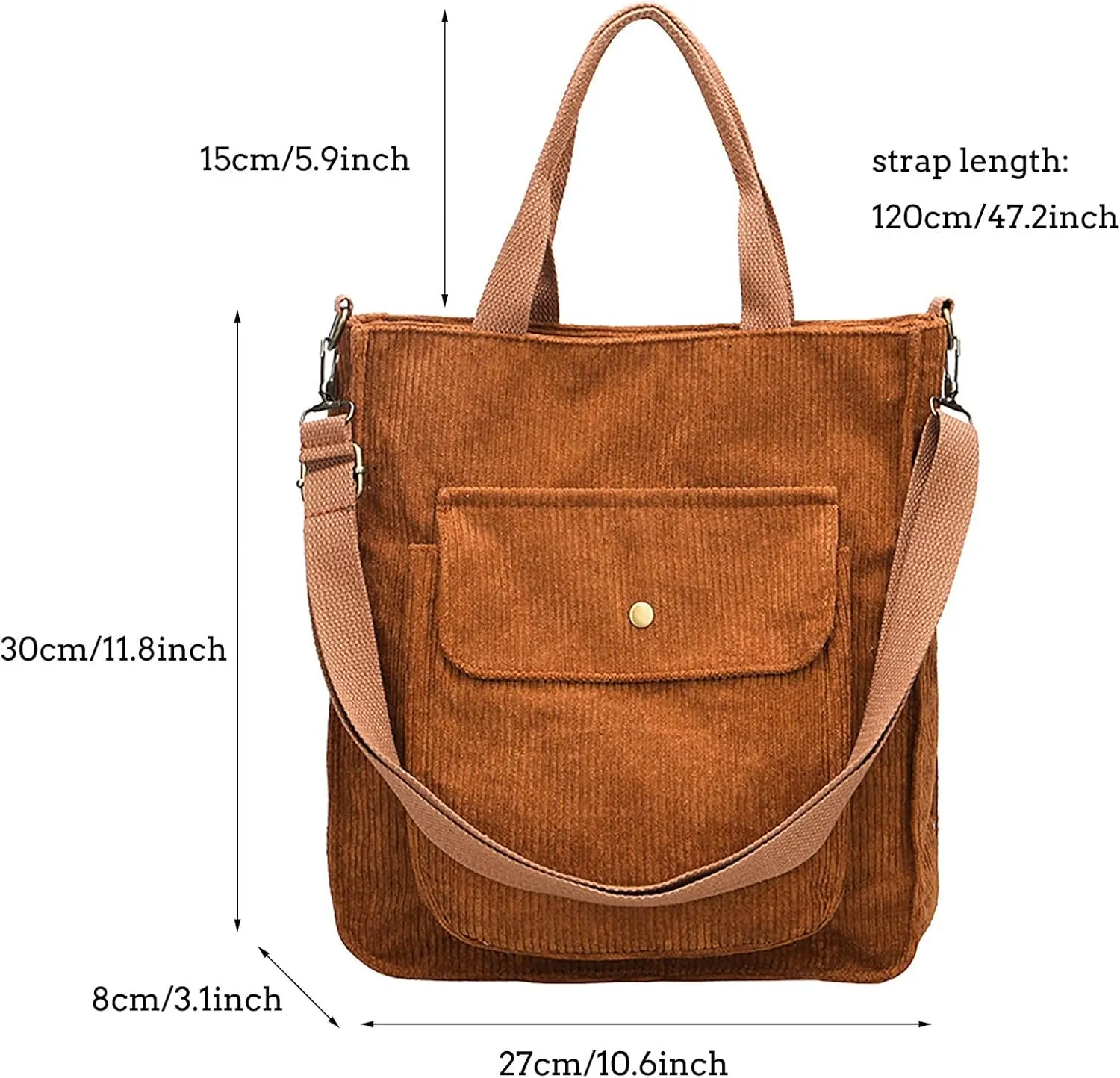 Corduroy Tote Bag Women Shoulder Bags Casual Top Handle Bag Ladies Handbags Canvas Beach Tote