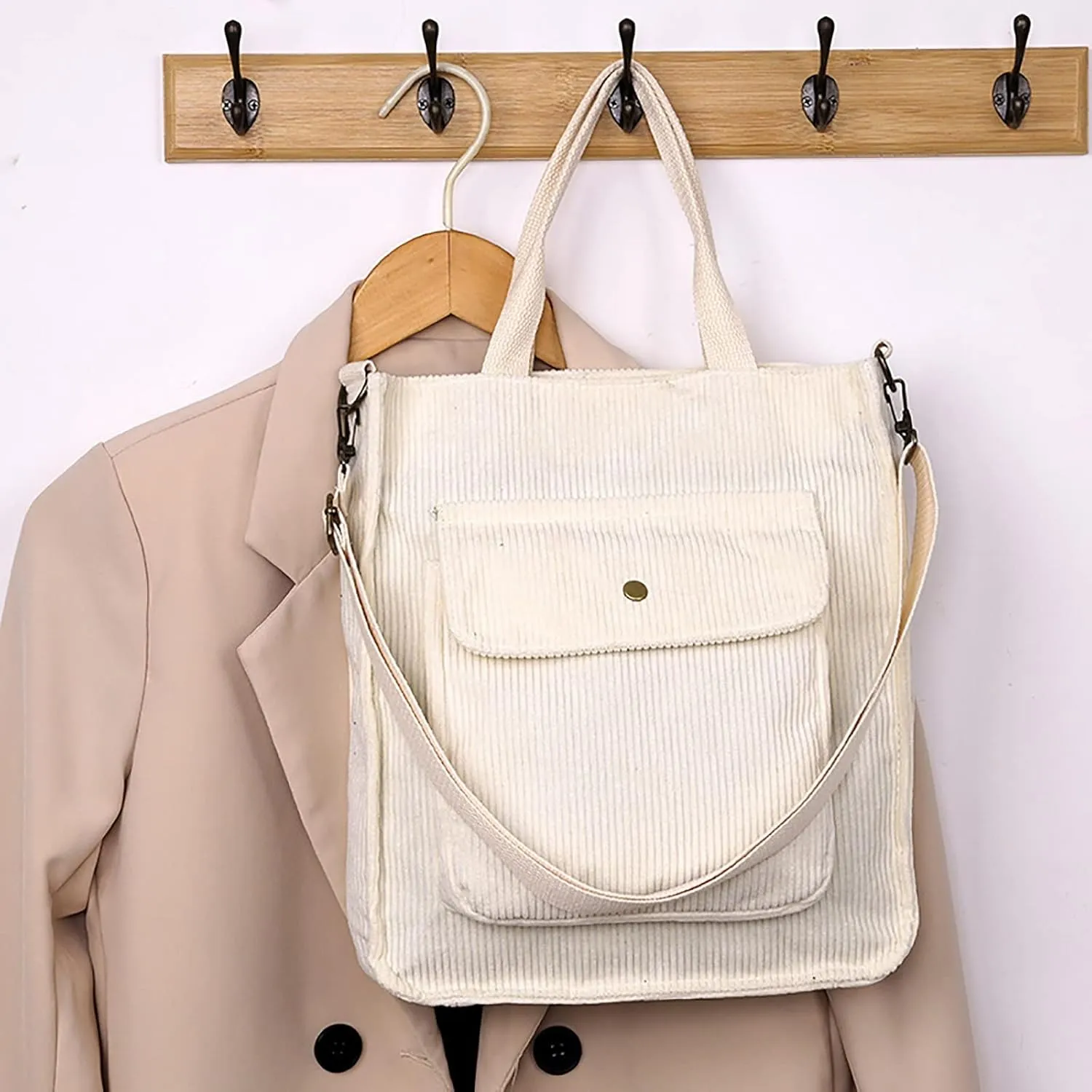 Corduroy Tote Bag Women Shoulder Bags Casual Top Handle Bag Ladies Handbags Canvas Beach Tote