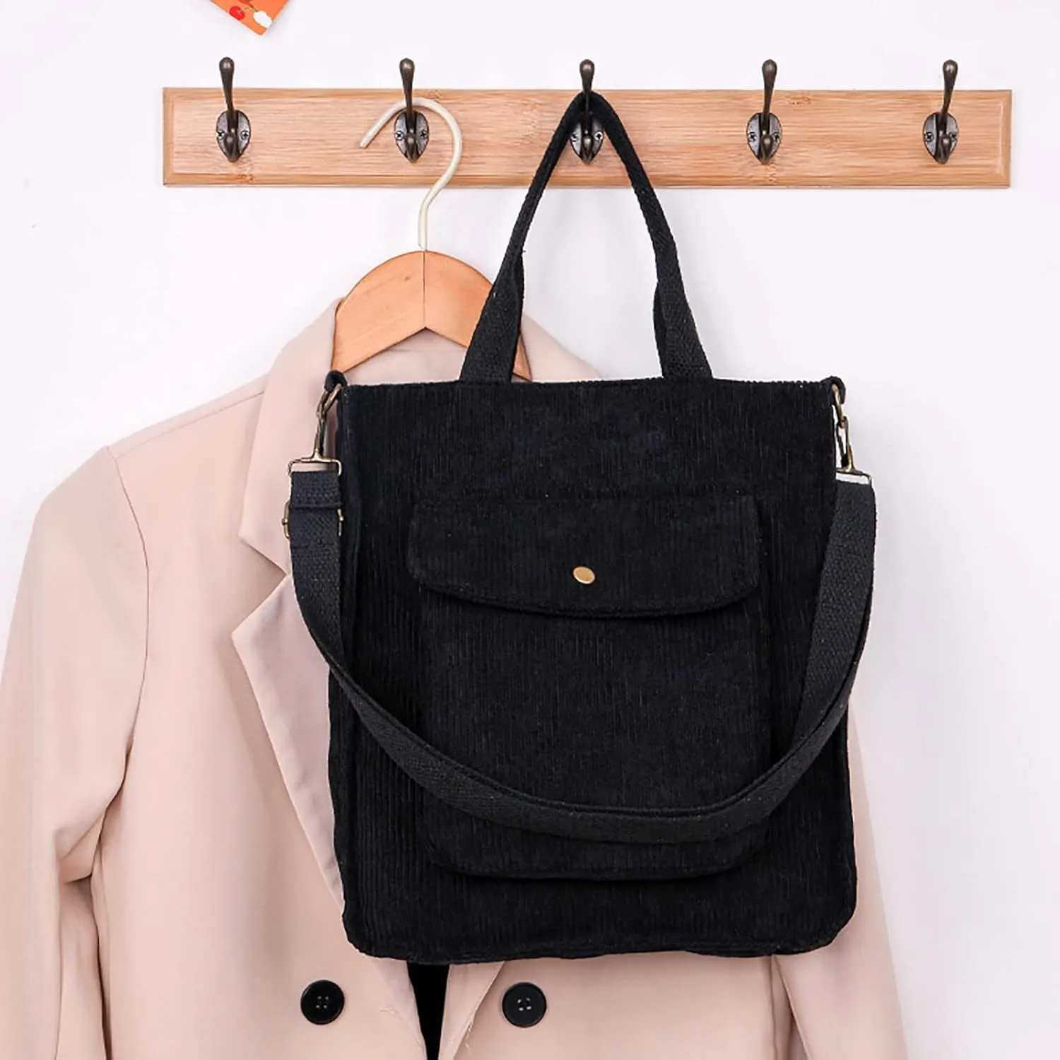 Corduroy Tote Bag Women Shoulder Bags Casual Top Handle Bag Ladies Handbags Canvas Beach Tote