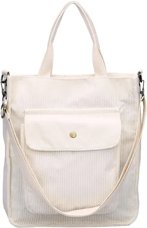 Corduroy Tote Bag Women Shoulder Bags Casual Top Handle Bag Ladies Handbags Canvas Beach Tote