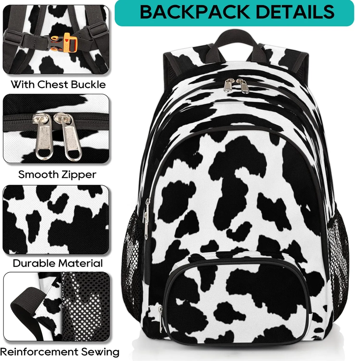 Cow Print Backpacks for Travel Laptop Backpack Waterproof School Backpack with Laptop Compartment & Multiple Pockets Cow Skin Casual Daypack College Bookbag