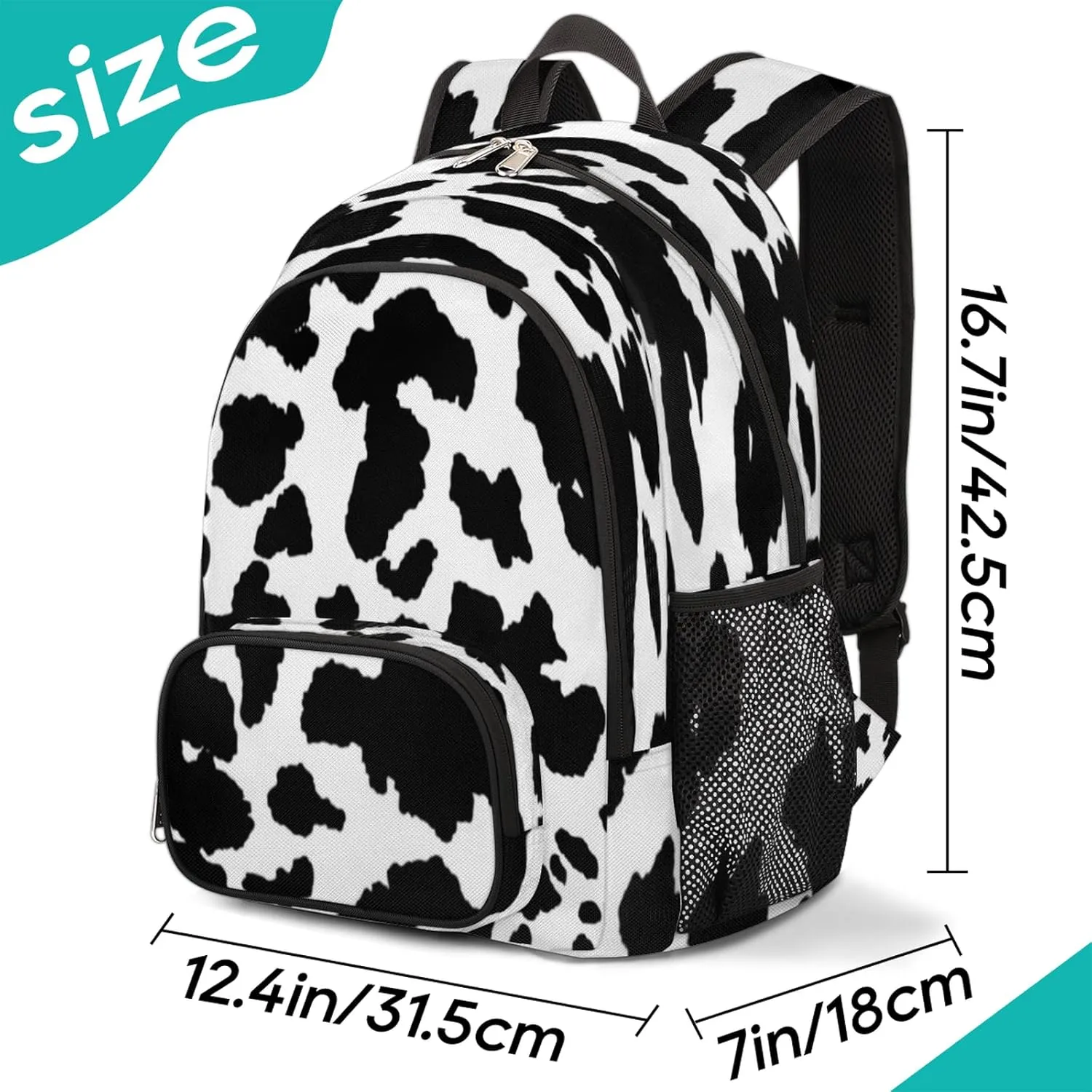 Cow Print Backpacks for Travel Laptop Backpack Waterproof School Backpack with Laptop Compartment & Multiple Pockets Cow Skin Casual Daypack College Bookbag