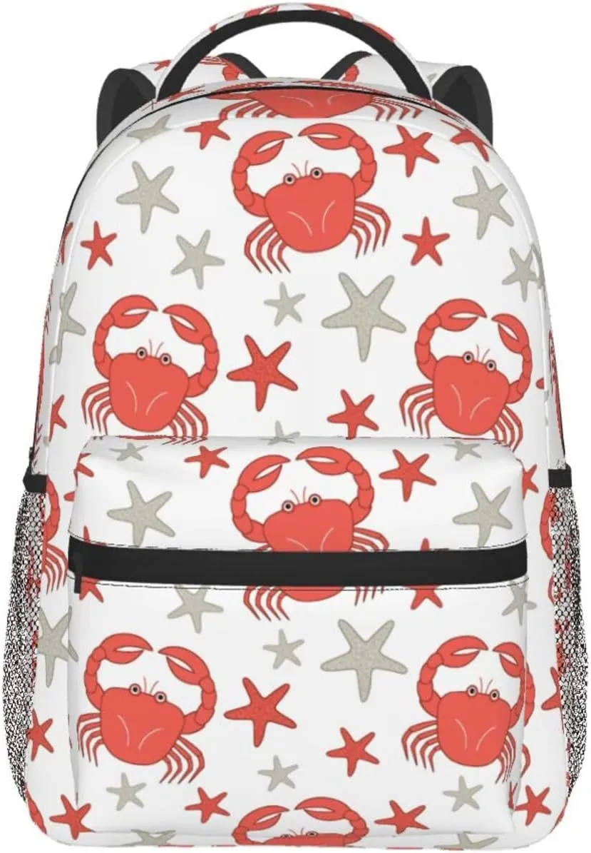 Crab Travel Laptop Backpack Women Lightweight Backpack Adjustable College Backpack Fits 15.6 Inch Laptop Waterproof Travel Backpack for Men