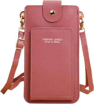 Crossbody Bag for Women Women Artificial Leather Solid Color Hasp Transparent Operation Ccreen Phone Bag Shoulder