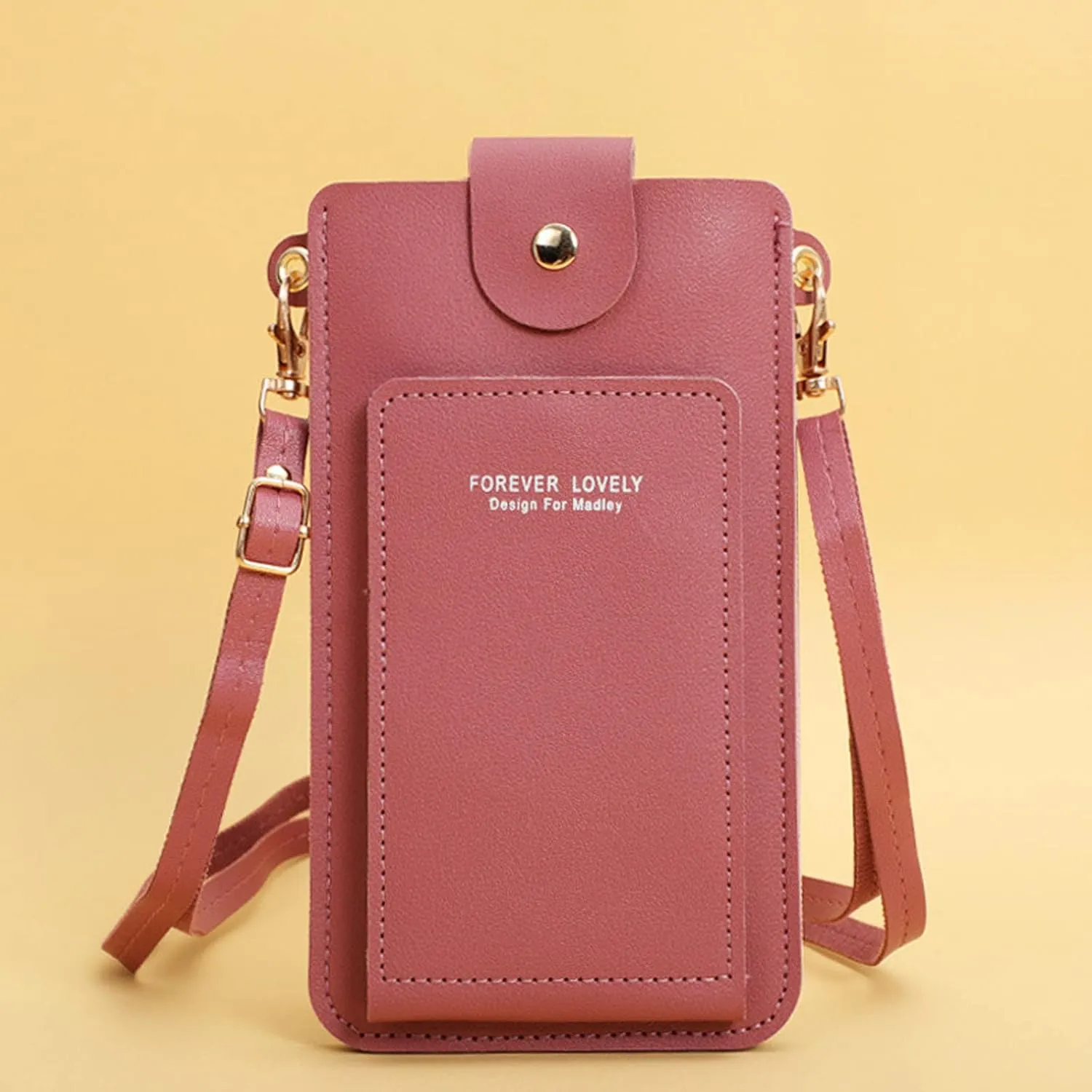 Crossbody Bag for Women Women Artificial Leather Solid Color Hasp Transparent Operation Ccreen Phone Bag Shoulder