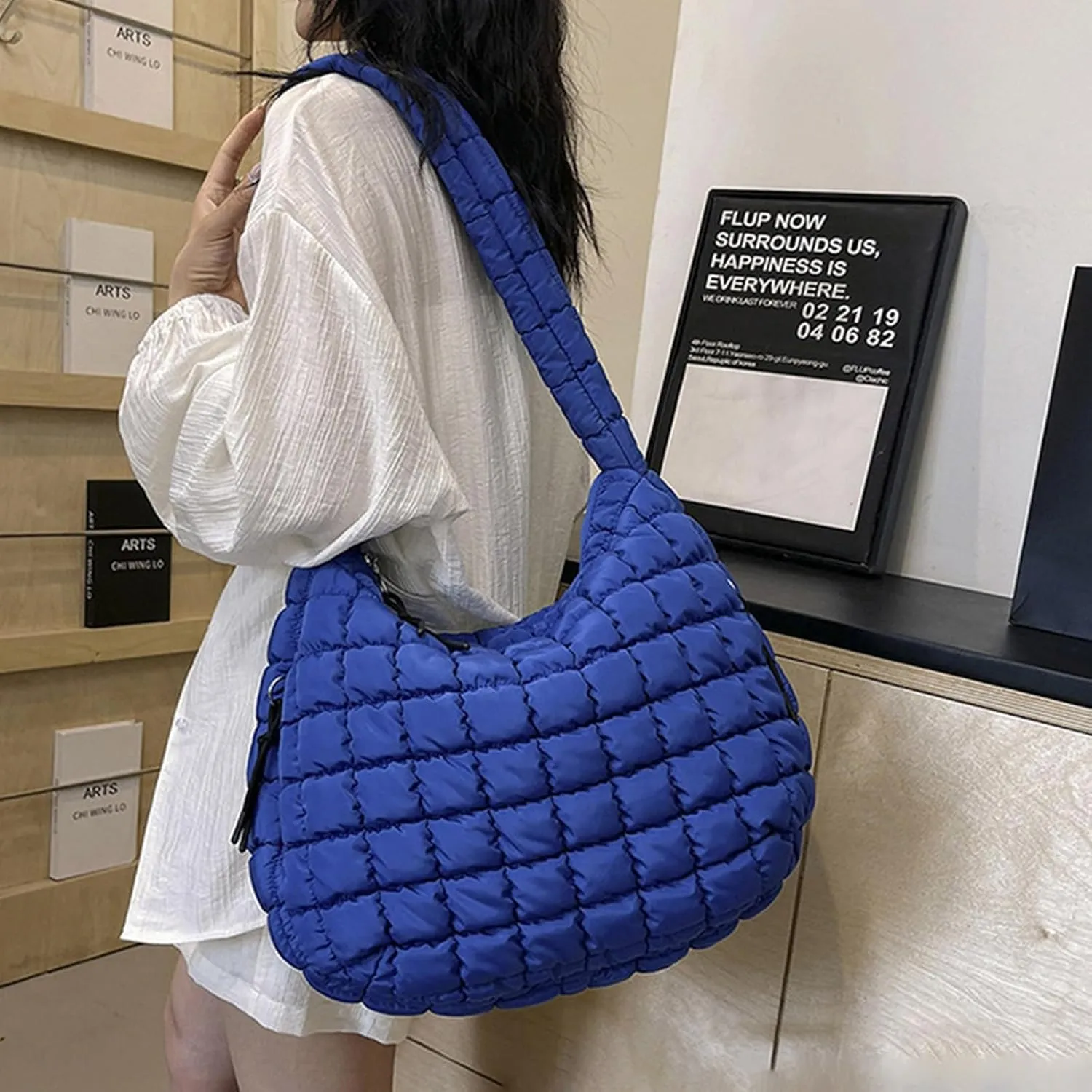 Crossbody Handbag Purse Pleated Clouds Bag Fashion Shoulder Tote Dumpling Bag Large Capacity Down Cotton Armpit Women's
