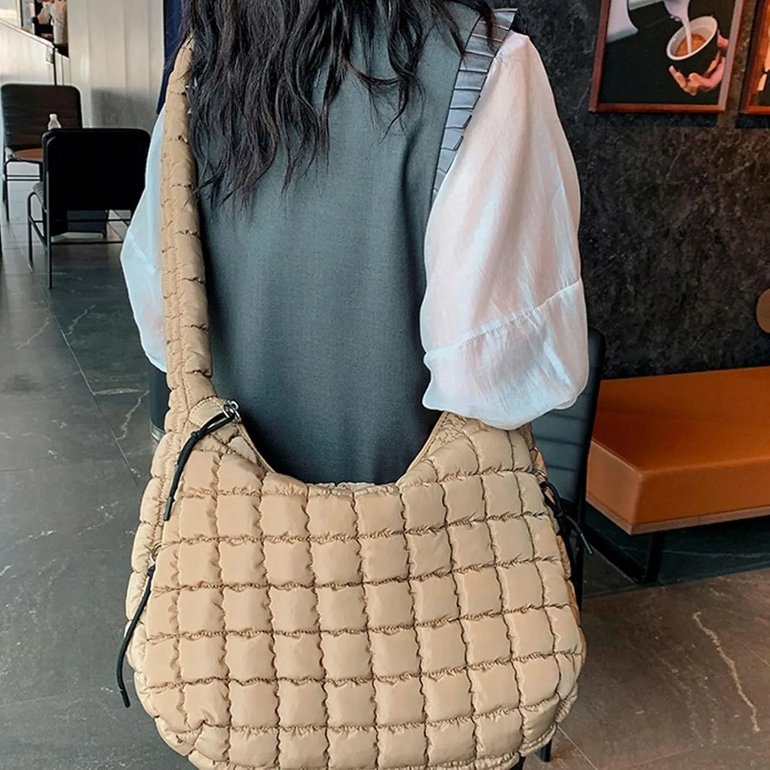 Crossbody Handbag Purse Pleated Clouds Bag Fashion Shoulder Tote Dumpling Bag Large Capacity Down Cotton Armpit Women's