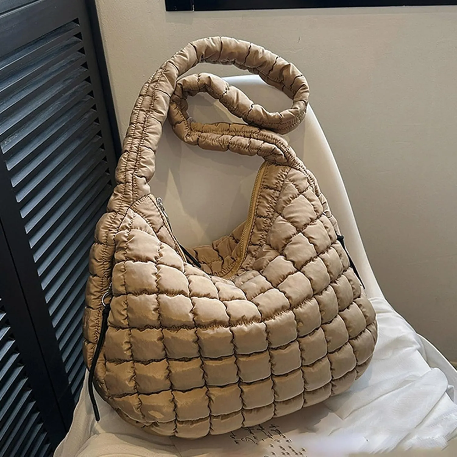 Crossbody Handbag Purse Pleated Clouds Bag Fashion Shoulder Tote Dumpling Bag Large Capacity Down Cotton Armpit Women's