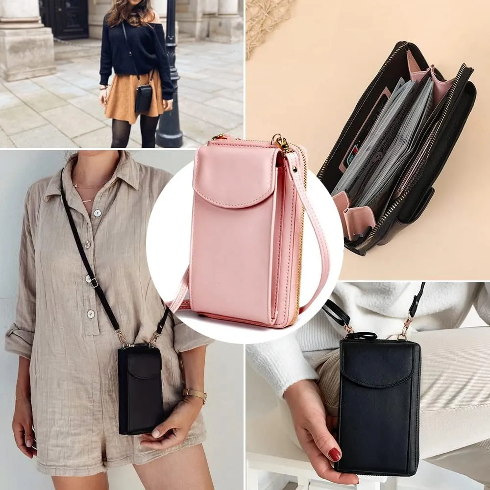 Crossbody Leather Shoulder Bags and Clutches, Women's Crossbody Handbags with Adjustable Strap, Multiple Compartments