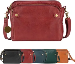 Crossbody Leather Shoulder Bags and Clutches, Women's Crossbody Handbags with Adjustable Strap, Multiple Compartments