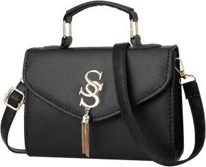 Crossbody Purses For Women Casual Crossbody Bags Adjustable Strap Shoulder Bag With Tassel Purses for (Black, One Size)
