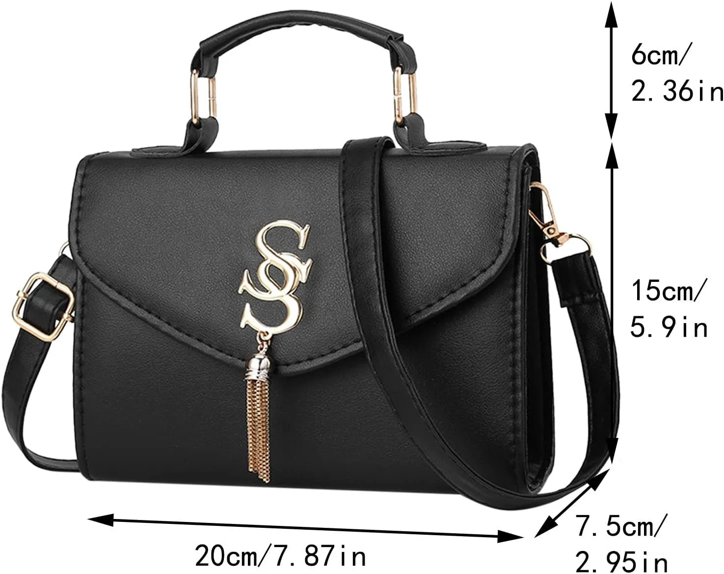 Crossbody Purses For Women Casual Crossbody Bags Adjustable Strap Shoulder Bag With Tassel Purses for (Black, One Size)