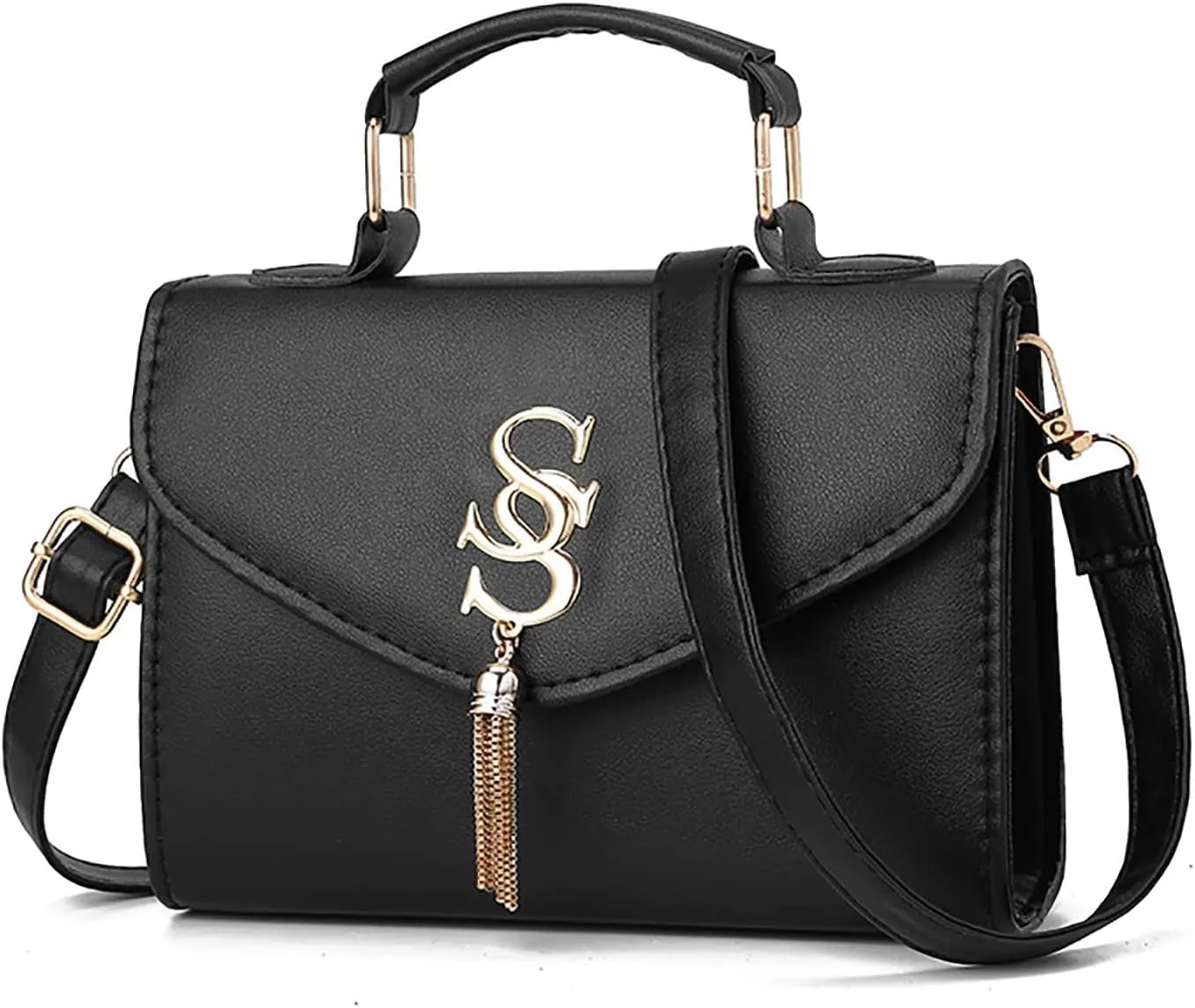 Crossbody Purses For Women Casual Crossbody Bags Adjustable Strap Shoulder Bag With Tassel Purses for (Black, One Size)