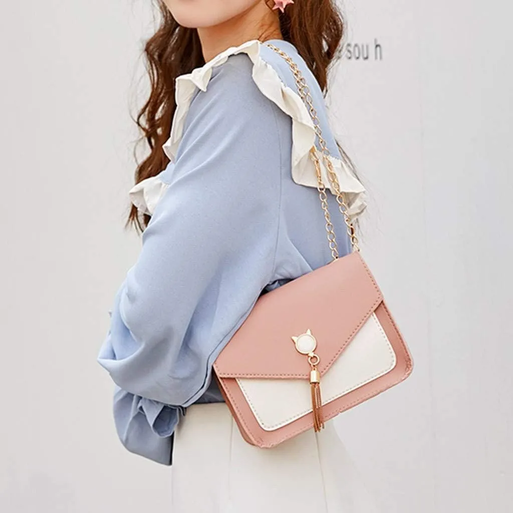 Crossbody Zipper Bag Phone Small Shoulder Cat Women Fringe Bag Messenger Mobile Cover