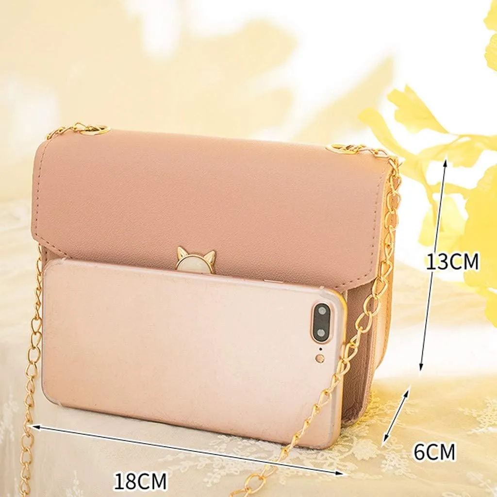 Crossbody Zipper Bag Phone Small Shoulder Cat Women Fringe Bag Messenger Mobile Cover