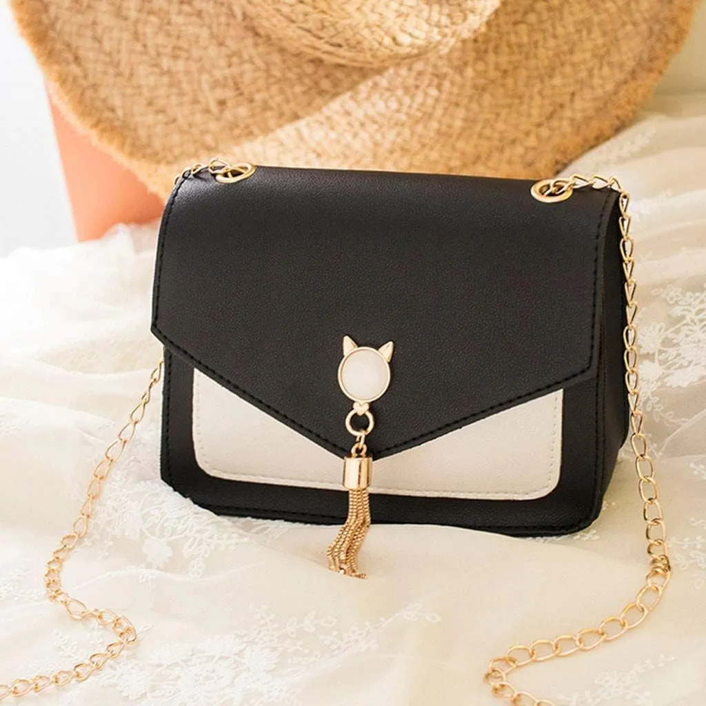 Crossbody Zipper Bag Phone Small Shoulder Cat Women Fringe Bag Messenger Mobile Cover