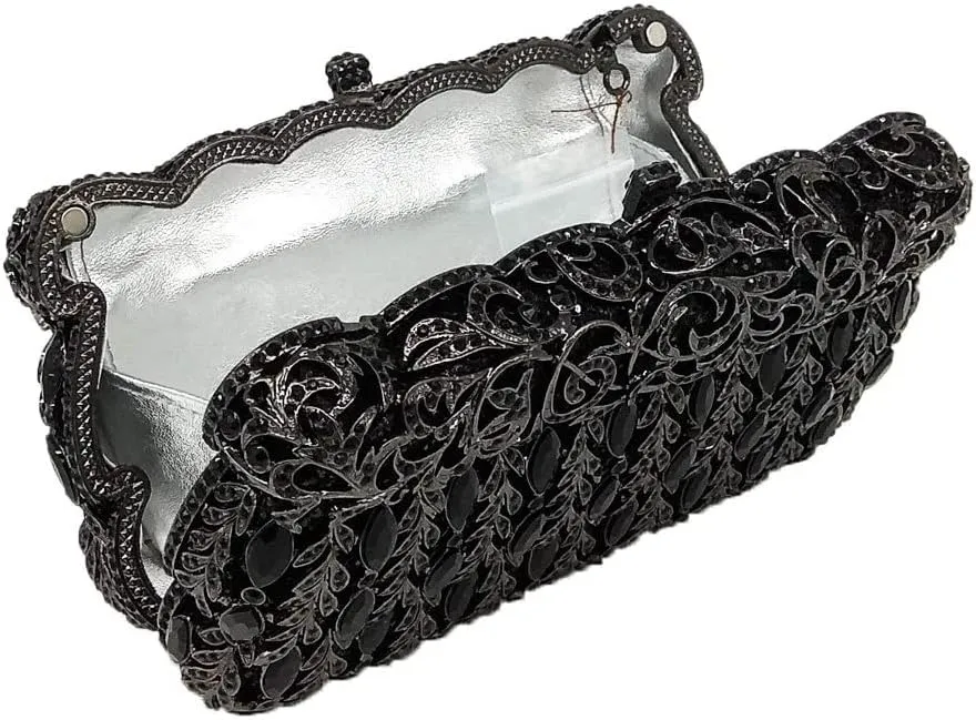 Crystal Women Evening Clutch Bag Hard Case Wedding Party Handbags Purses Metal Clutches
