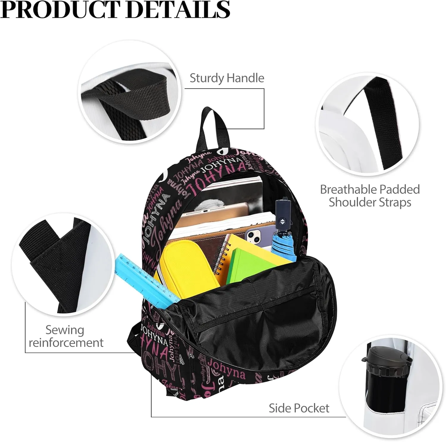 Custom Backpacks with Name for Boys Girls Teens, Personalized Name School Backpacks with Adjustable Shoulder Strap, Customized Casual Book Bag for School Work Travel Camping