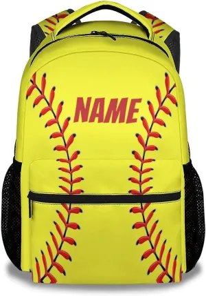 Custom School Backpack for Kids, Softball Backpacks for Boys Girls, Personalized Funny Backpacks for Students Age 6-8, Personalized Cute Lightweight Bookbag for Preschool Elementary