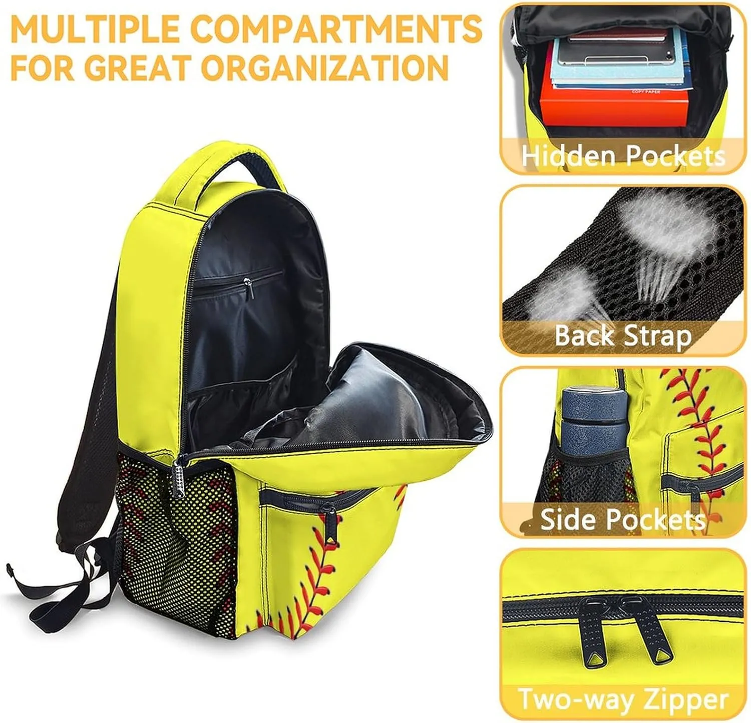 Custom School Backpack for Kids, Softball Backpacks for Boys Girls, Personalized Funny Backpacks for Students Age 6-8, Personalized Cute Lightweight Bookbag for Preschool Elementary