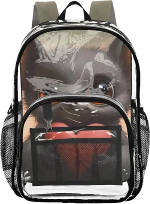 Cute Bat Big Eyes Black Clear Backpack for Women Girls Backpack Kids Boys Large Plastic Approved Bag