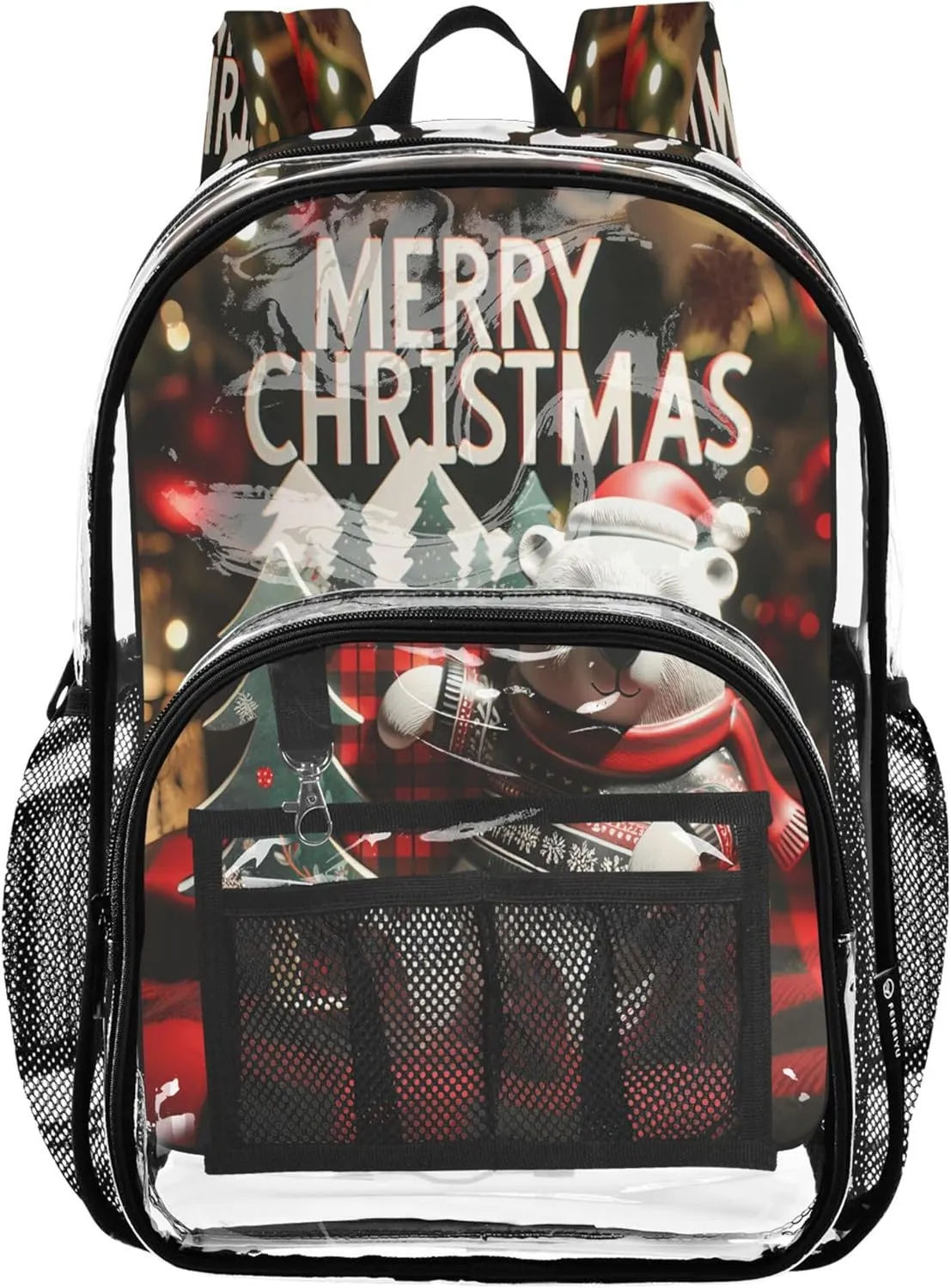 Cute Bear Christmas Plaid Bag for Kids, Clear Plastic Bags, Backpack Clear, Kid Backpack Boy
