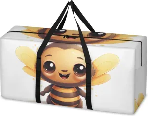 Cute Bee Extra Large Moving Bags Heavy Duty Storage Bags Mystical Bee Cloth Wrap Around Handles Double Zipper Reusable Convenient Foldable Storage Tote for Travel Camping Space Save