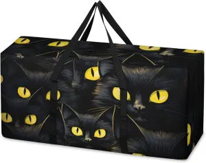 Cute Cat Extra Large Moving Bags Heavy Duty Storage Bags Bright Cat Cloth Wrap Around Handles Double Zipper Reusable Convenient Foldable Storage Tote for Travel Camping Space Save