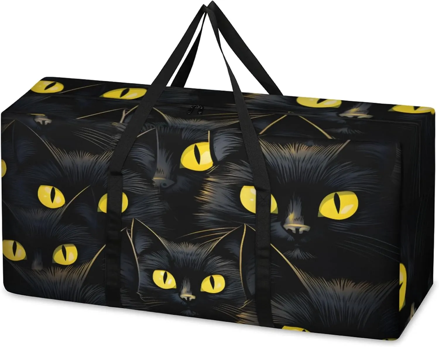 Cute Cat Extra Large Moving Bags Heavy Duty Storage Bags Bright Cat Cloth Wrap Around Handles Double Zipper Reusable Convenient Foldable Storage Tote for Travel Camping Space Save