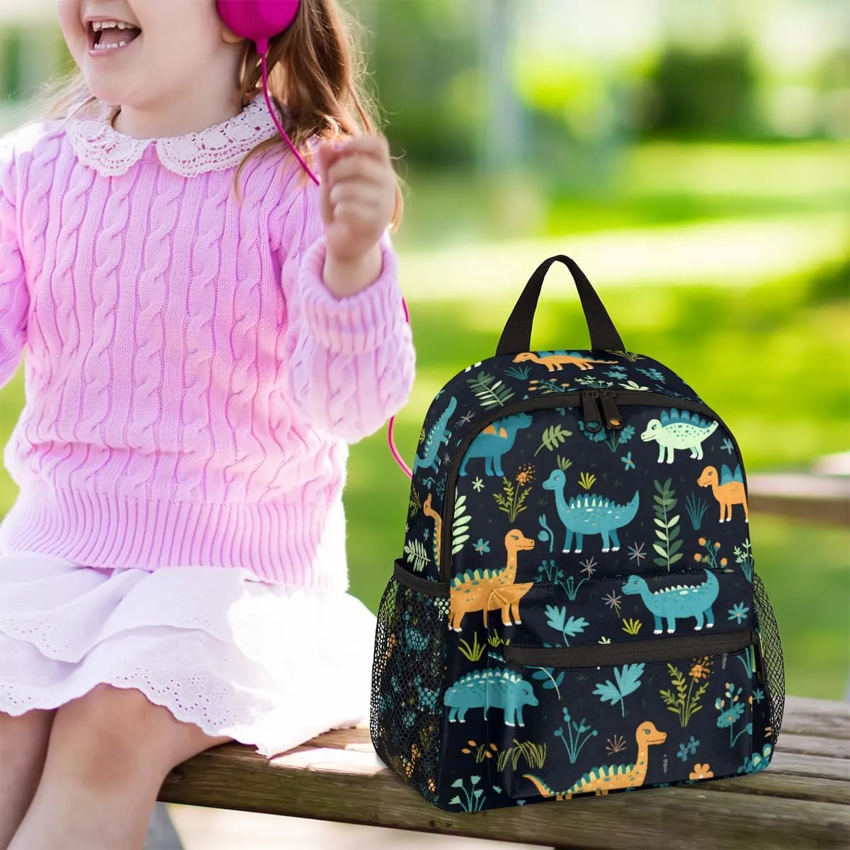 Cute Dinosaur School Backpacks for Girls Teens, Kindergarten Elementary Kids Toddler Bookbag Mochilas Escolares Para Nias 12in Mini Preschool Cute Animals Travel Backpack