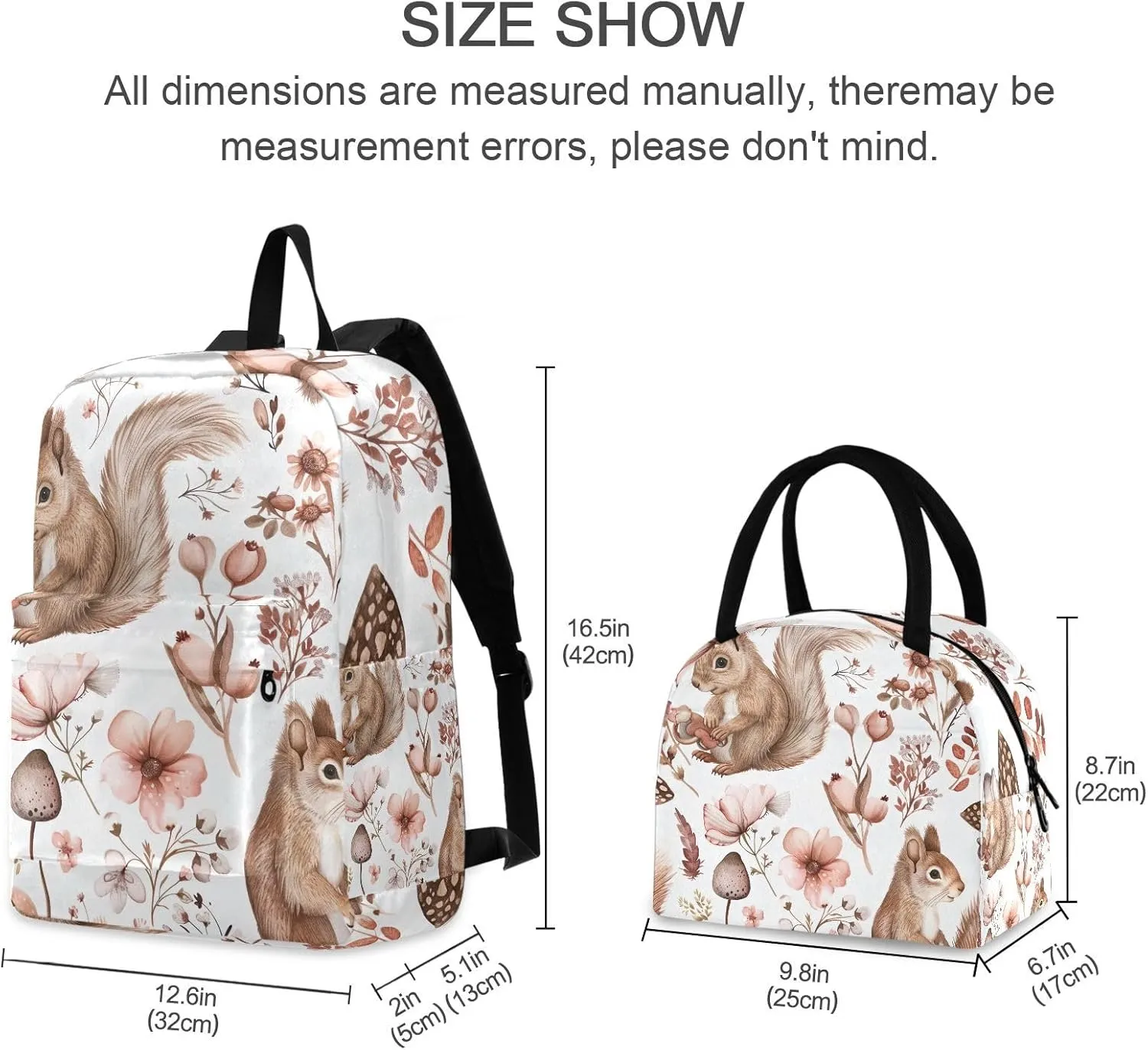 Cute Squirrel Backpack Cooler Backpacks Waterproof, Bags for School Kids