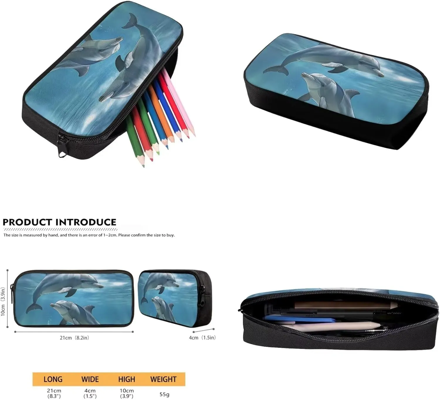 Dolphin Backpacks for Middle School Girls 7th Grade Fashion Backpacks with Lots Of Pockets Insulated Lunch Bag Small Kids and Pencil Case for School Students