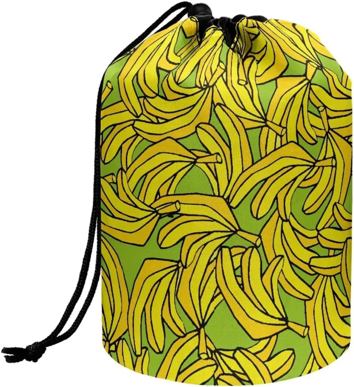 Dolyues Drawstring Makeup Bag Banana Print Cosmetic Bag Large Capacity Travel Makeup Pouch Organizer Collapsible Toiletry Bucket Bags Storage Pocket for Women