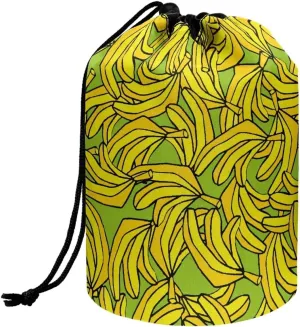 Dolyues Drawstring Makeup Bag Banana Print Cosmetic Bag Large Capacity Travel Makeup Pouch Organizer Collapsible Toiletry Bucket Bags Storage Pocket for Women