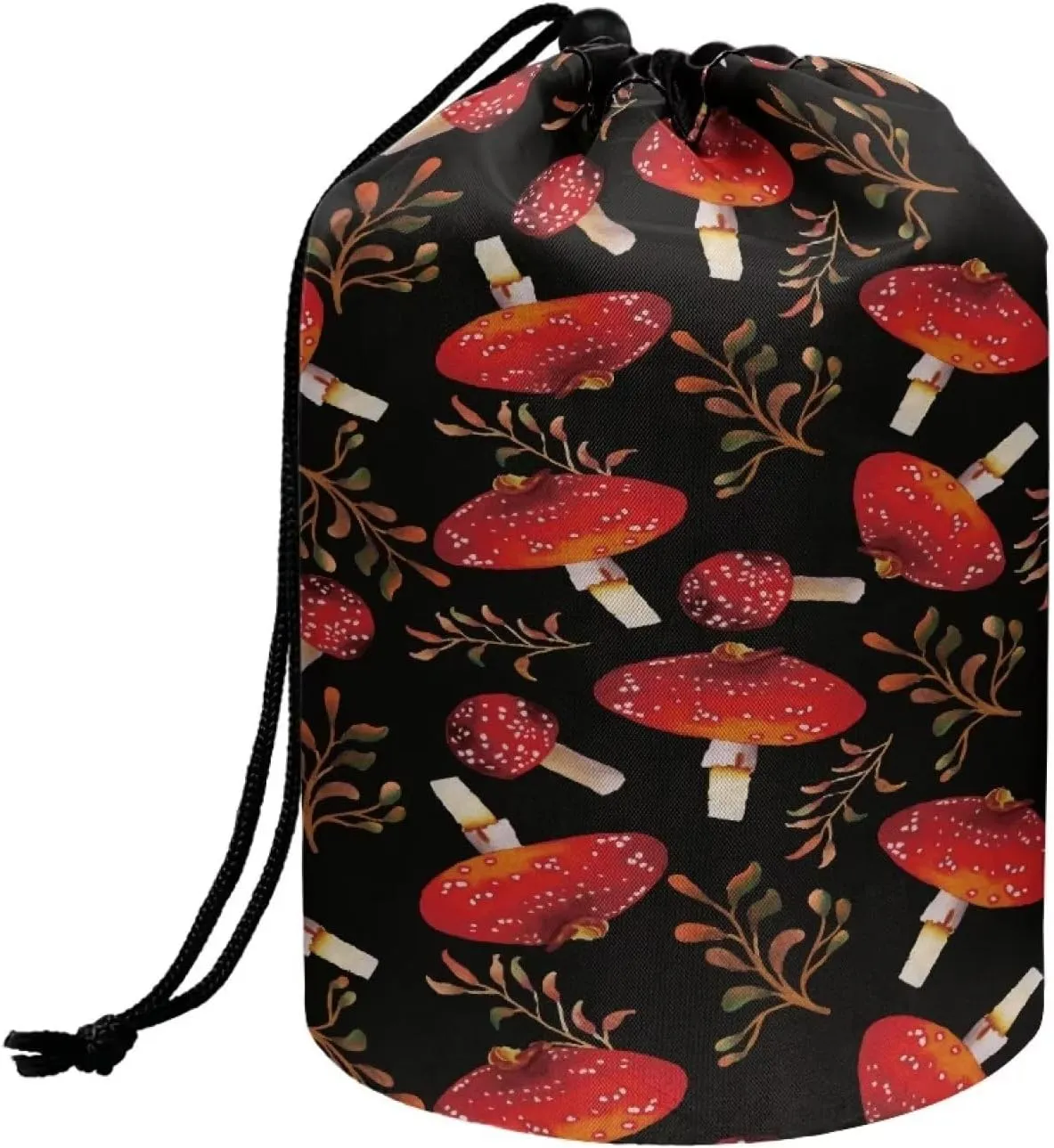 Dolyues Drawstring Makeup Bags for Women Cute Mushroom Cosmetic Travel Bag Portable Storage Pocket Multifunctional Barrel Toiletry Bag Cosmetic Pouch