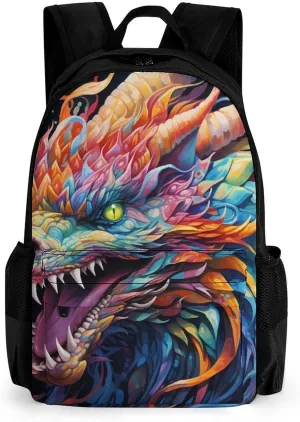 Dragon 17 Inch Laptop Backpack Large Capacity Daypack Travel Shoulder Bag for Men&Women