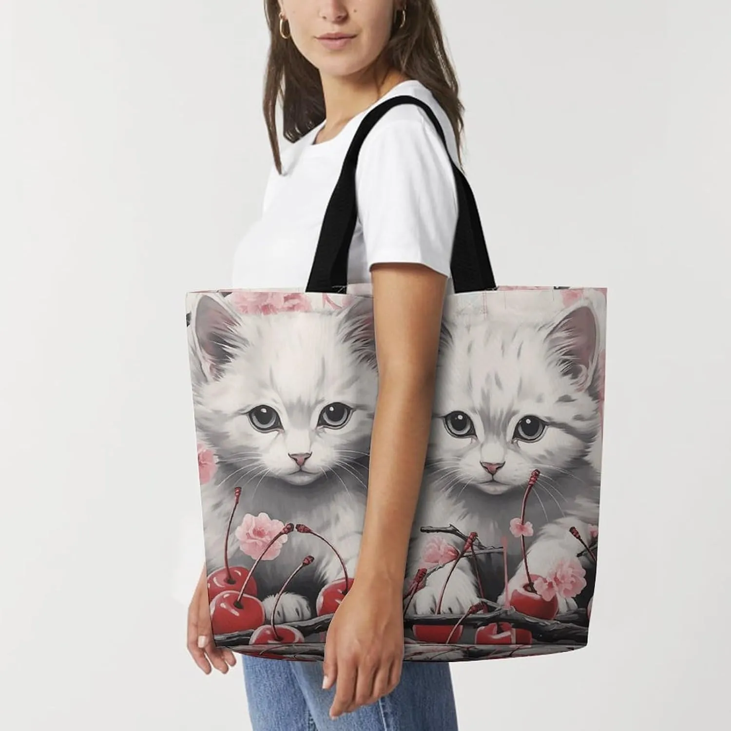 Dragon Fruit Pattern Beach Bag Reusable Tote Bag Foldable Grocery Bags Women Shopping Bags for Daily Essentials