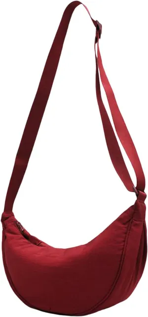 Dumpling Bags Women Armpit Bags Nylon Simple Shoulder Bag Design Crossbody Bag Men Messenger Small Tote (Red, One Size)