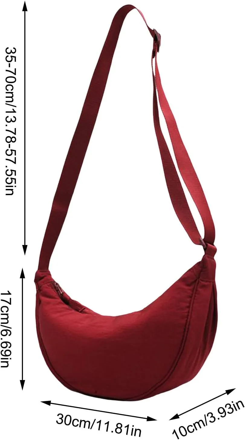 Dumpling Bags Women Armpit Bags Nylon Simple Shoulder Bag Design Crossbody Bag Men Messenger Small Tote (Red, One Size)