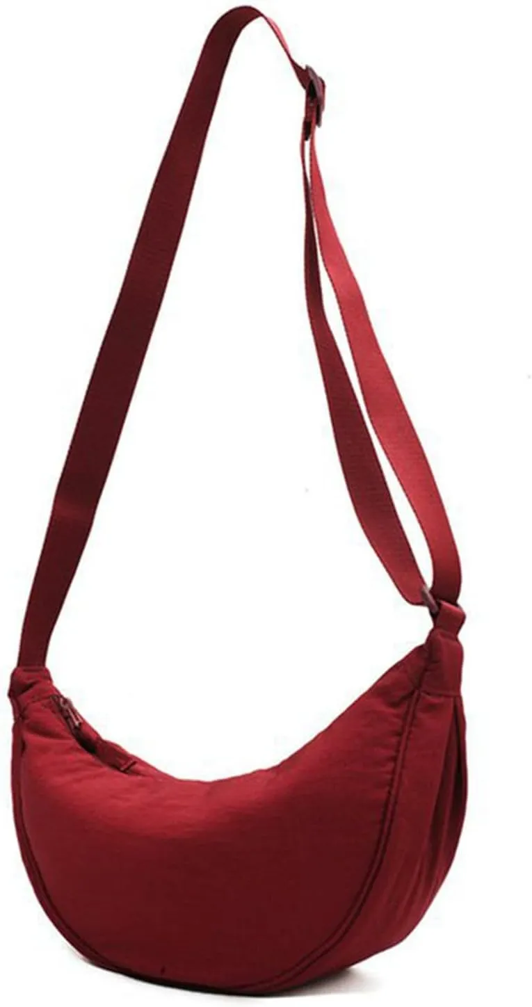 Dumpling Bags Women Armpit Bags Nylon Simple Shoulder Bag Design Crossbody Bag Men Messenger Small Tote (Red, One Size)