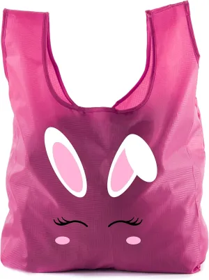Easter Basket Bags, Bulk Reusable Grocery Bags, Easter Egg Hunt Tote Bags - Bunny Face