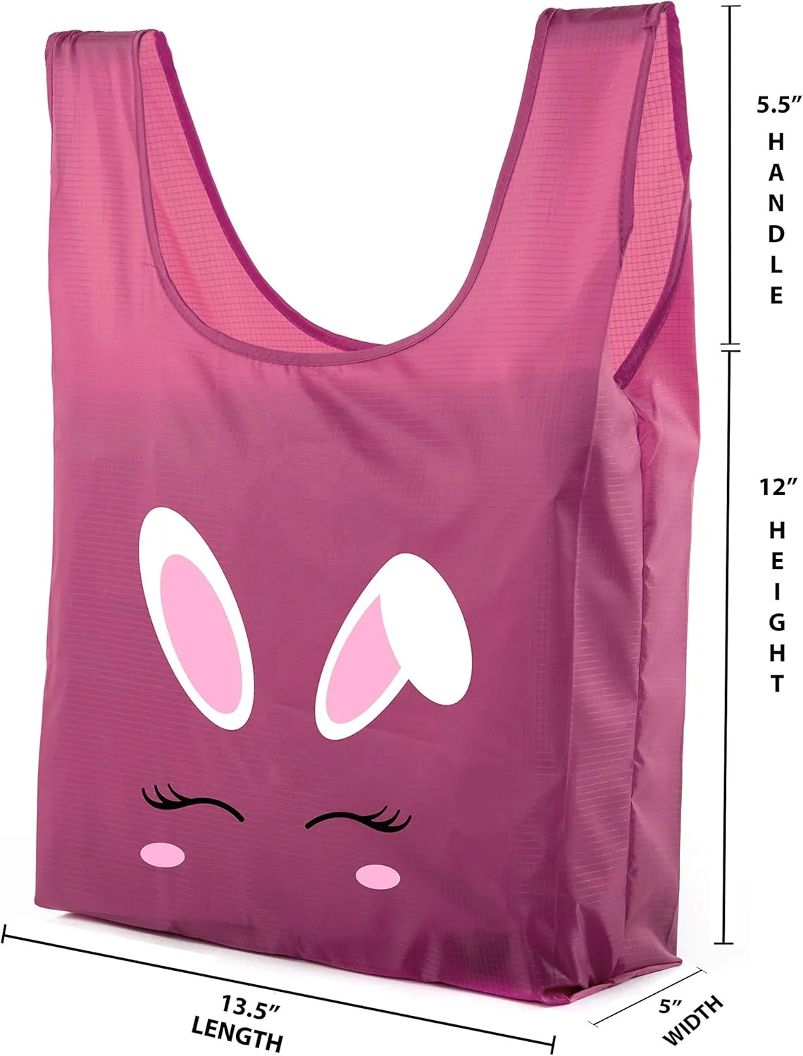 Easter Basket Bags, Bulk Reusable Grocery Bags, Easter Egg Hunt Tote Bags - Bunny Face