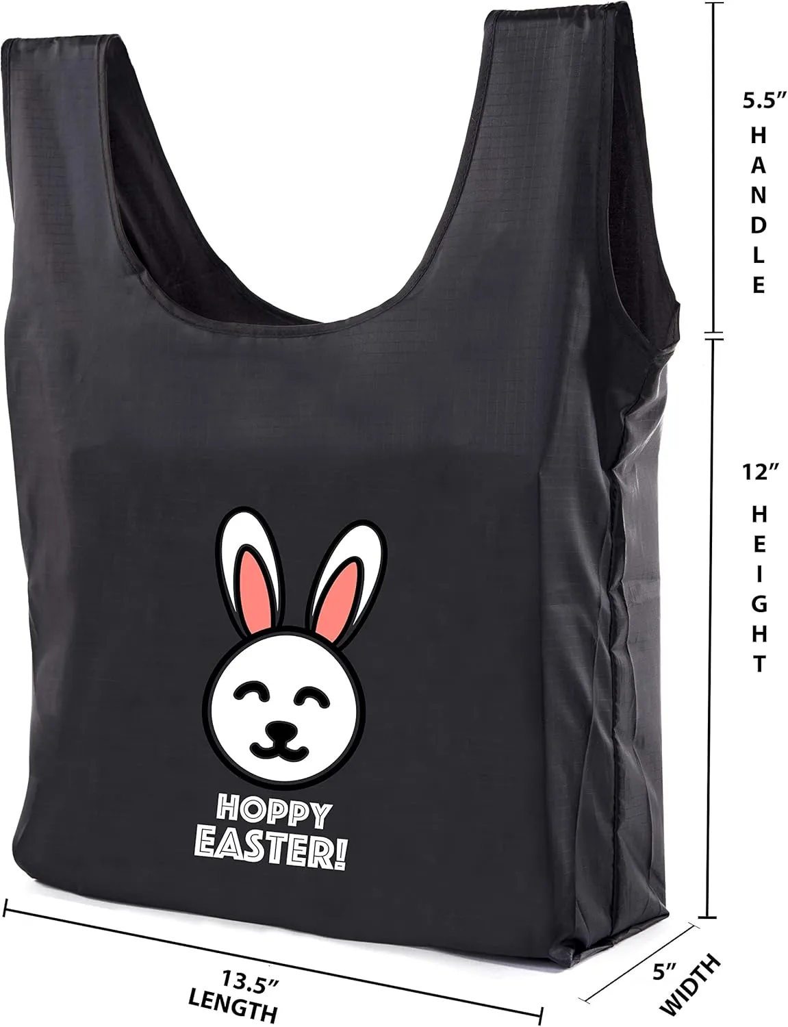 Easter Basket Bags, Bulk Reusable Grocery Bags, Easter Egg Hunt Tote Bags - Hoppy Easter