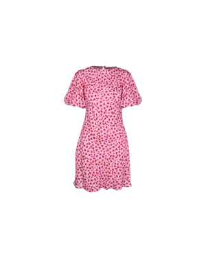 ESME TIE MINI DRESS PINK SCATTER HEARTS